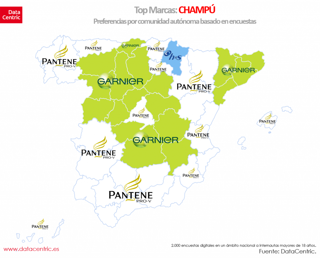 Mapa de top marcas de CHAMPU en España